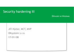 Security Hardening III - Windows User Group CZ