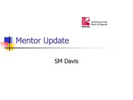 Mentor Update - University of the West of England