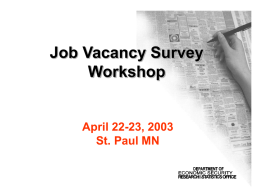 Job Vacancy Survey Workshop