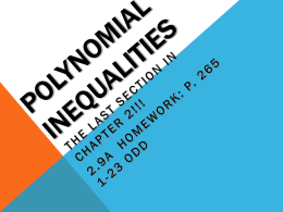 Polynomial Inequalities - Northland Preparatory Academy