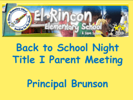 Annual Title 1 Parent Meeting