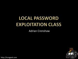 Local Password Exploitation Class