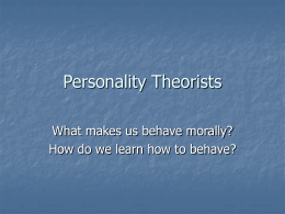 Personality Theorists - Nova Scotia Department of Education