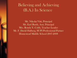 Believing and Achieving (B.A.) In Science.