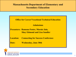Massachusetts Department of Elementary and Secondary …