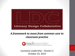 PD Advisory PPT - Literacy Design Collaborative