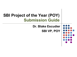 SBI Project of the Year (POY) Submission instructions