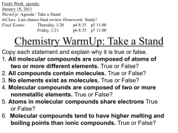 Chemistry WarmUp: Take a Stand