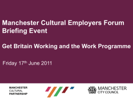 Manchester Cultural Employers Forum Briefing Event Get