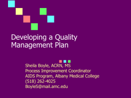 Developing a Quality Management Plan