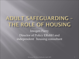 Safeguarding and the Role of Housing