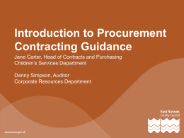 Introduction to Procurement - East Sussex County Council