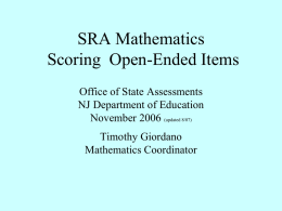 SRA Mathematics Scoring Open_Ended Items