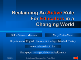Reclaiming An Active Role For Educators in a Changing World