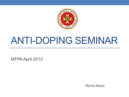 DOPING ISSUES - Malta Football Players Association