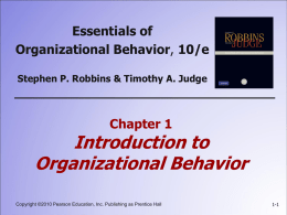 1: Introduction to Organizational Behavior