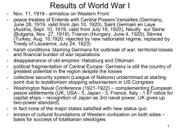 Results of World War I - Warsaw School of Economics