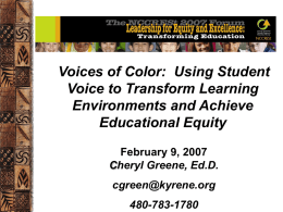 Using Student Voice to Foster the Equity Journey: