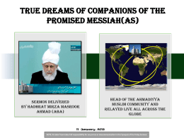 True Dreams of Companions of The Promised Messiah(as)