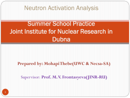 Neutron Activation Analysis Summer school practice Joint