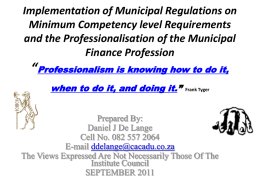 Professionalising Local Government: A Critical Examination