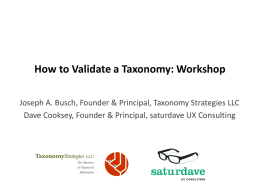 How to Validate a Taxonomy: Workshop