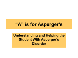 A” is for Asperger’s