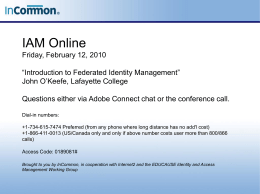 IAM Online Friday, February 12, 2010 “Introduction to