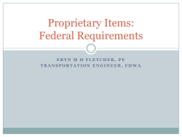 Proprietary Items: Federal Requirements