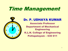 Time Management - K. L. N. College of Engineering