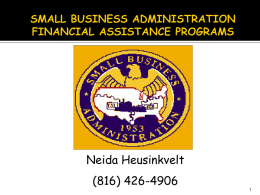 SMALL BUSINESS ADMINISTRATION FINANCIAL ASSISTANCE …