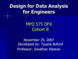 Design for Data analysis for Engineers