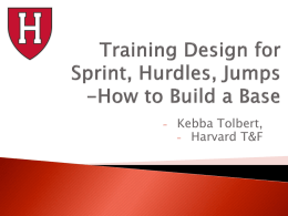 Training Design for Sprint, Hurdles, Jumps