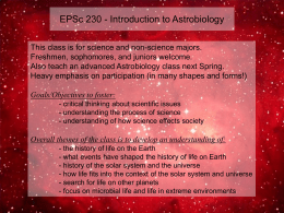 EPSc 230 - Introduction to Astrobiology