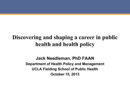Discovering and shaping a career in public health and