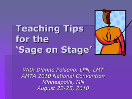 Teaching Tips for the Sage on Stage