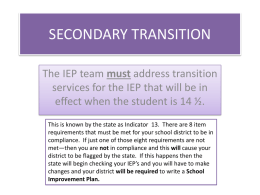 SECONDARY TRANSITION - BMP Special Education Cooperative
