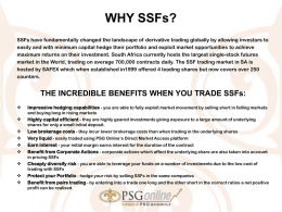 WHAT ARE SSFs?