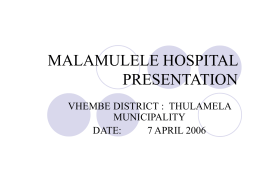 MALAMULELE HOSPITAL PRESENTATION