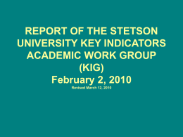 REPORT OF THE STETSON UNIVERSITY KEY INDICATORS …