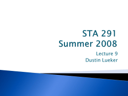 STA 291-021 Summer 2007 - University of Kentucky