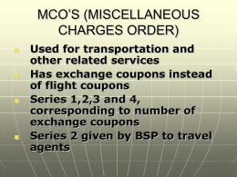 MCO’S (MISCELLANEOUS CHARGES ORDER)