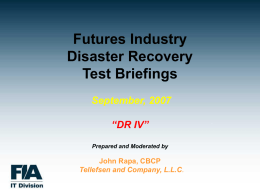 Futures Industry DR Testing Workshops