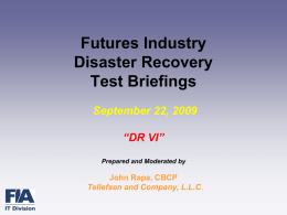 Futures Industry DR Testing Workshops