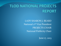 TLOD NATIONAL PROJECTS REPORT Parliamen Top 2012 …