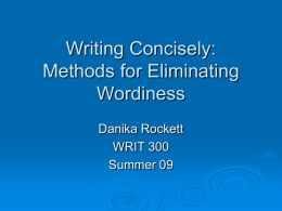 Avoiding Wordiness - Danika Taylor Rockett