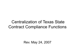 Proposed Centralization of Contract Compliance Functions