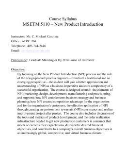 MSETM 5110 – New Product Introduction
