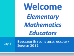 Educators Effectiveness Academy Summer 2012