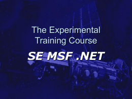 The Experimental Training Course SE MSF.NET